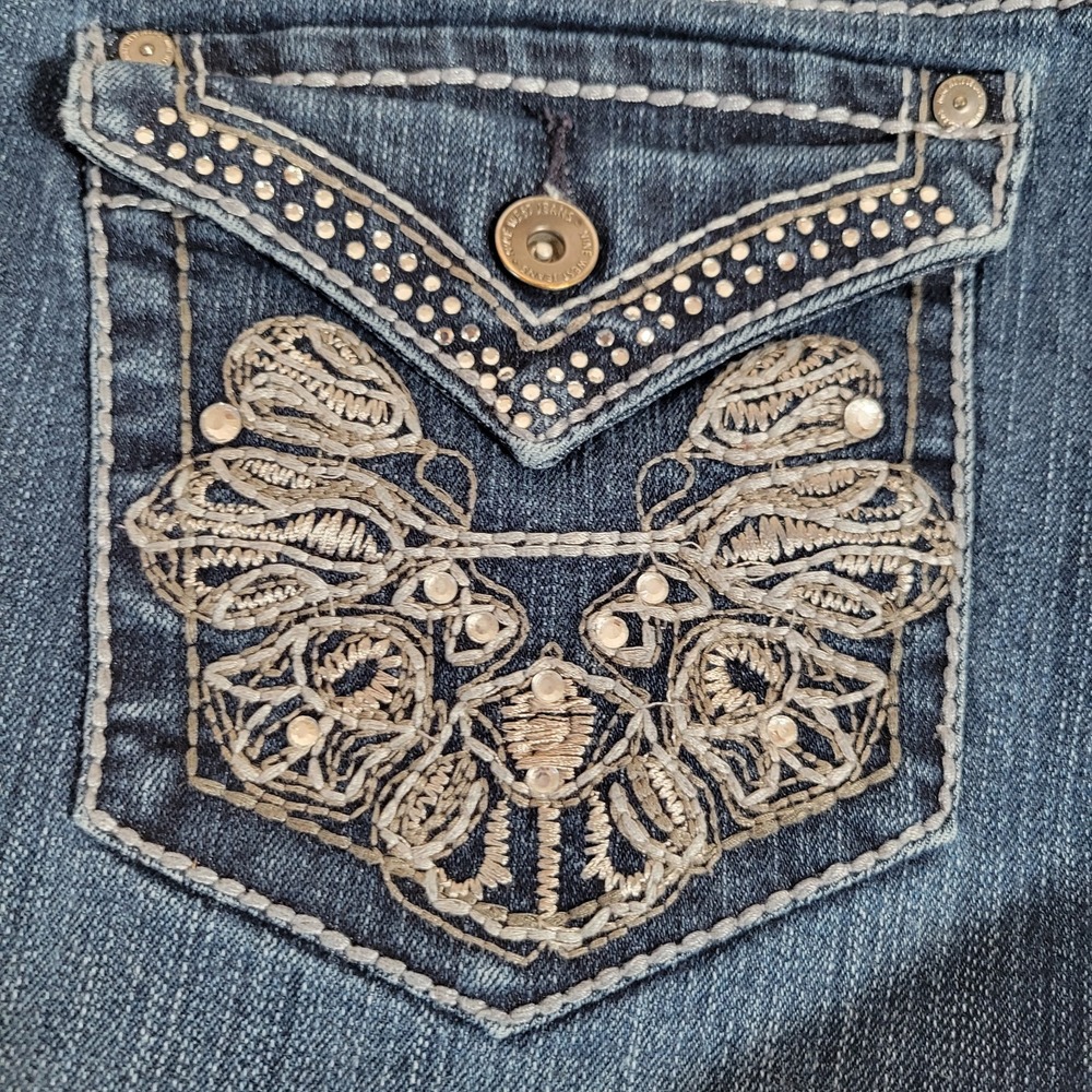 Nine West Womens 31/12 Date Night Fit Blue Capri Jeans Embroidered‎ 0034 - Picture 7 of 16